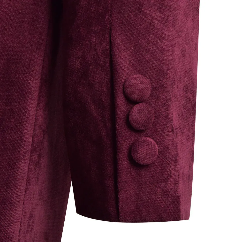 Dr. Fourth 4th Doctor Velvet Trench Coat Burgundy Cosplay Costume