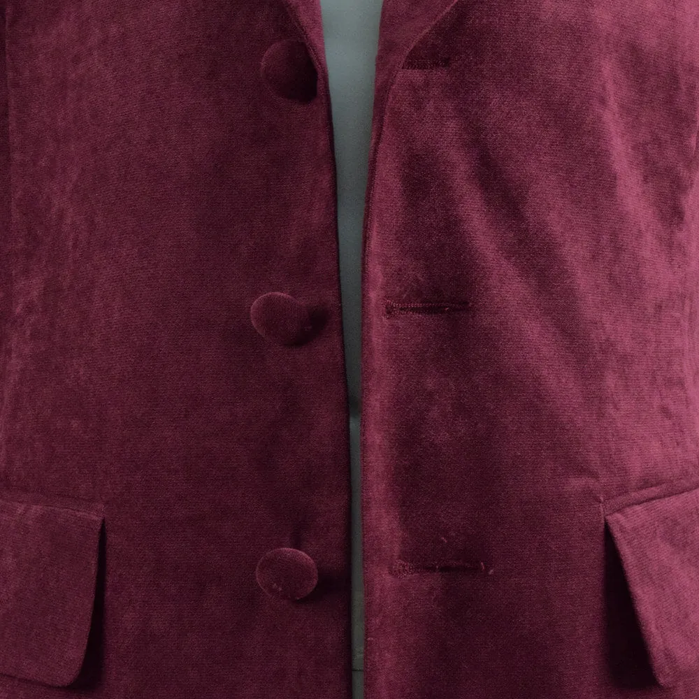 Dr. Fourth 4th Doctor Velvet Trench Coat Burgundy Cosplay Costume