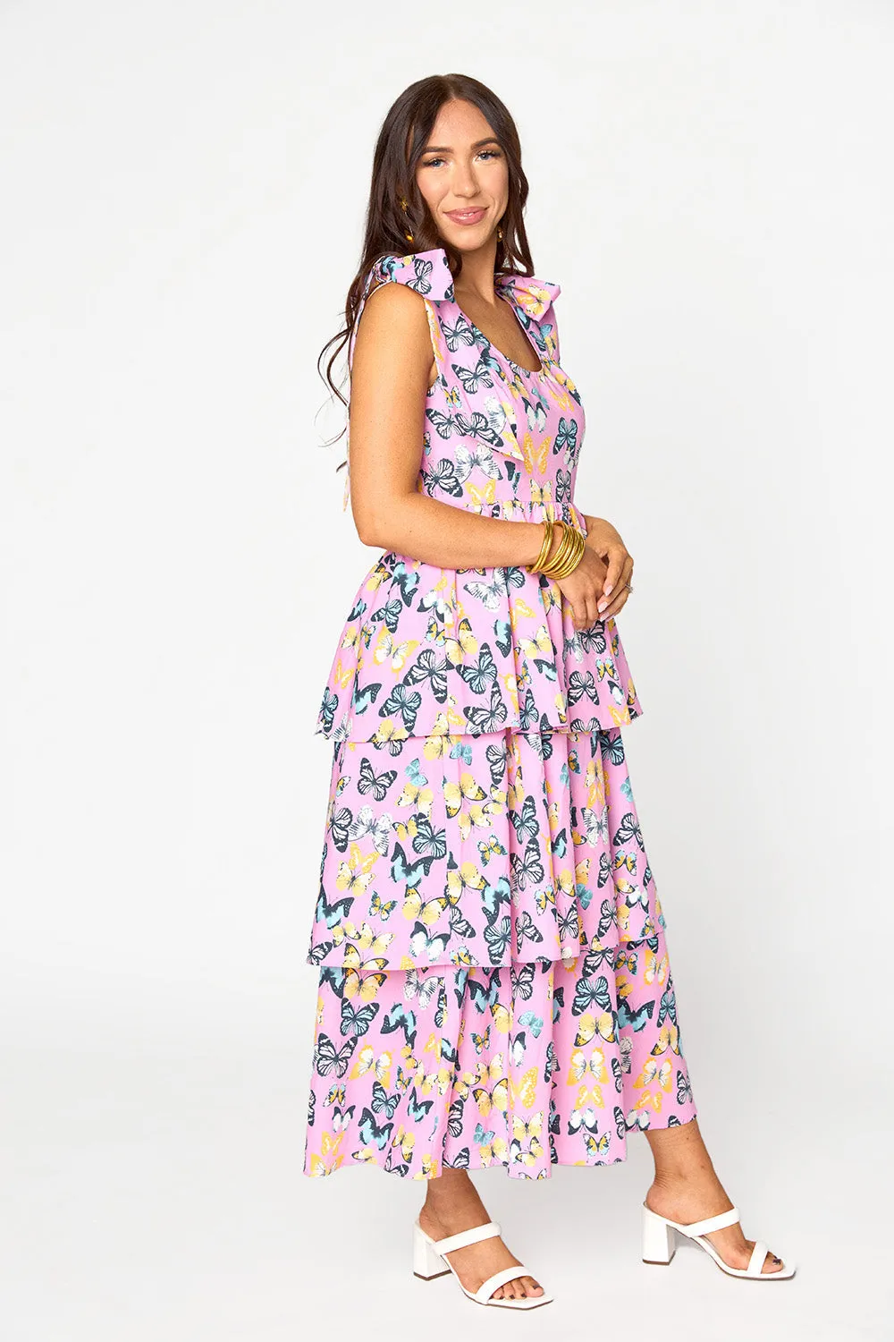 Drew Tiered Midi Dress - Feelin' Butterflies