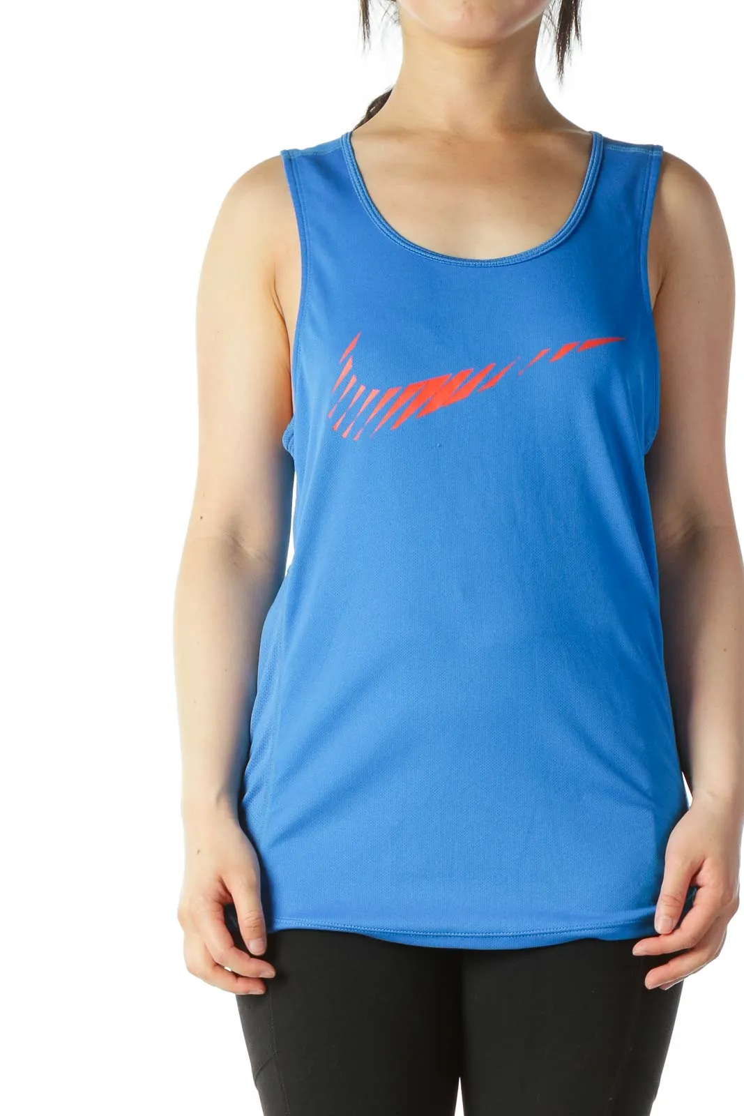 Electric-Blue Orange Logo Sports Tank