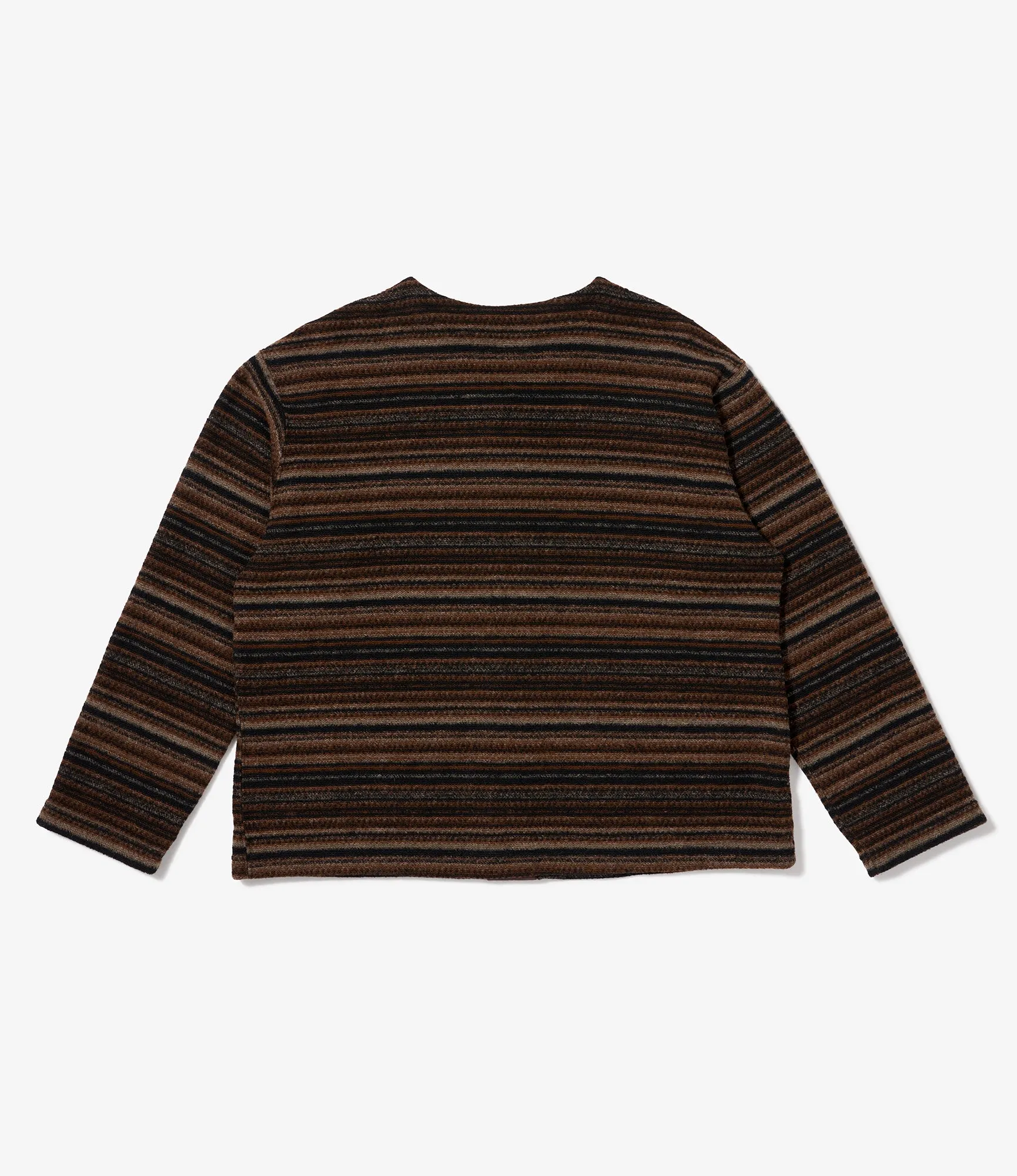 Engineered Garments Knit Cardigan - Brown Fair Isle Stripe Sweater Knit