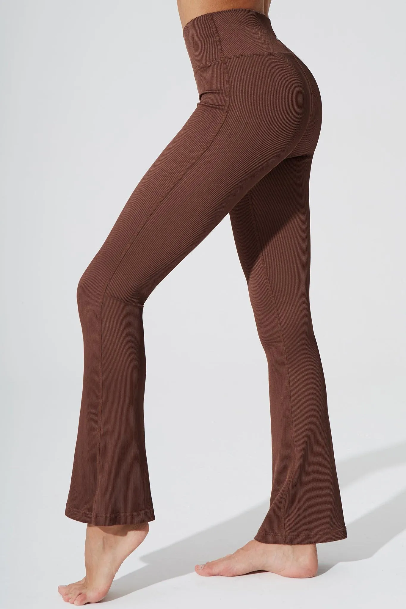 Evana Flare Ribbed Legging - Maroon Choco