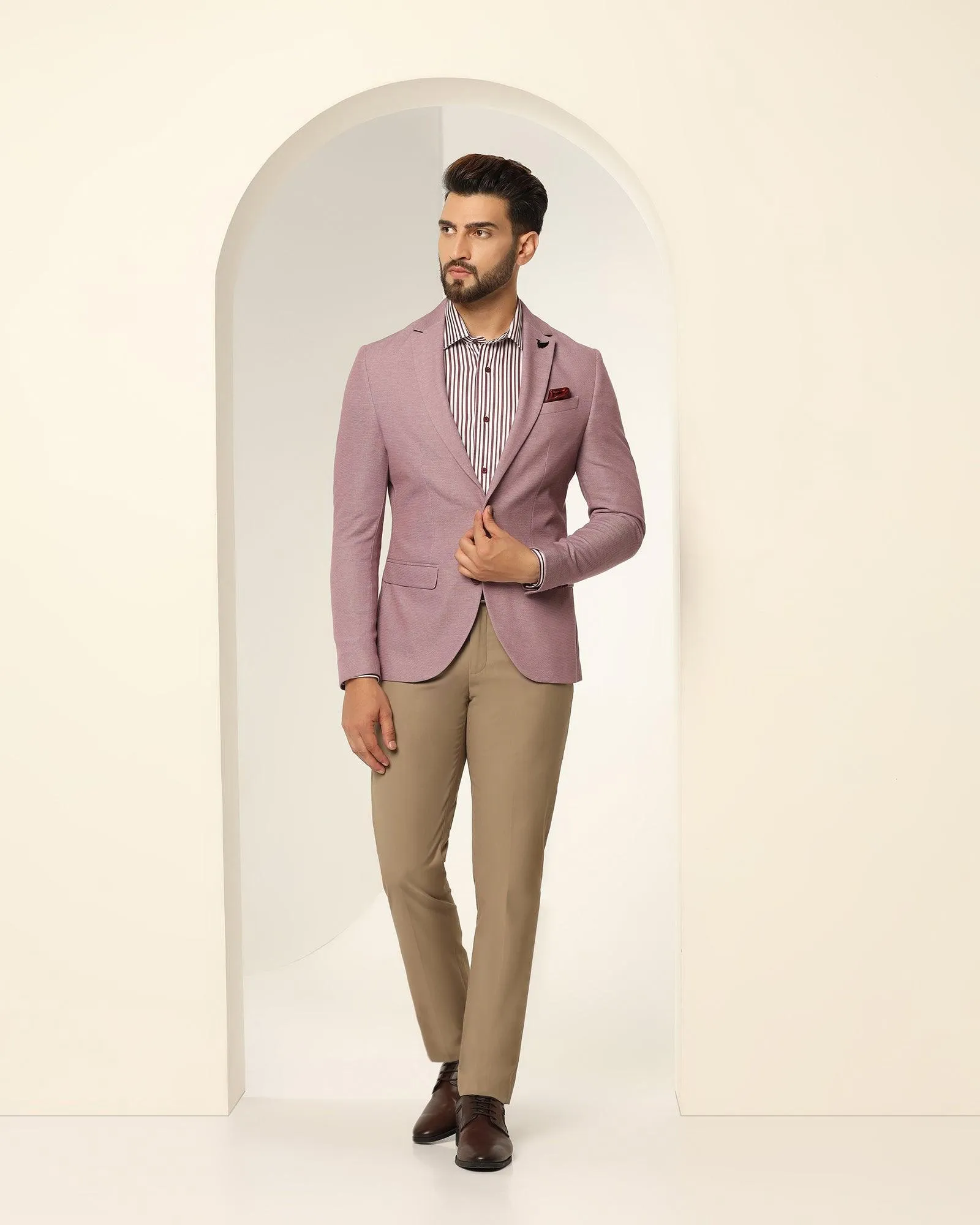 Formal Dusty Pink Textured Blazer - Jesse