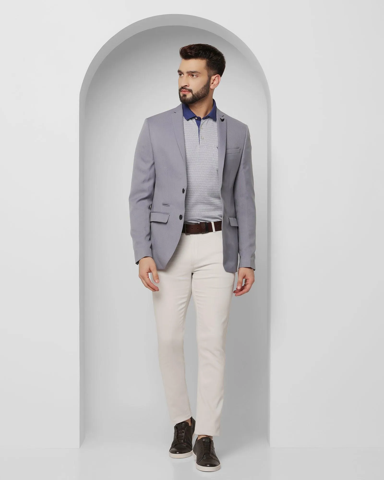 Formal Light Blue Solid Blazer - Suarez