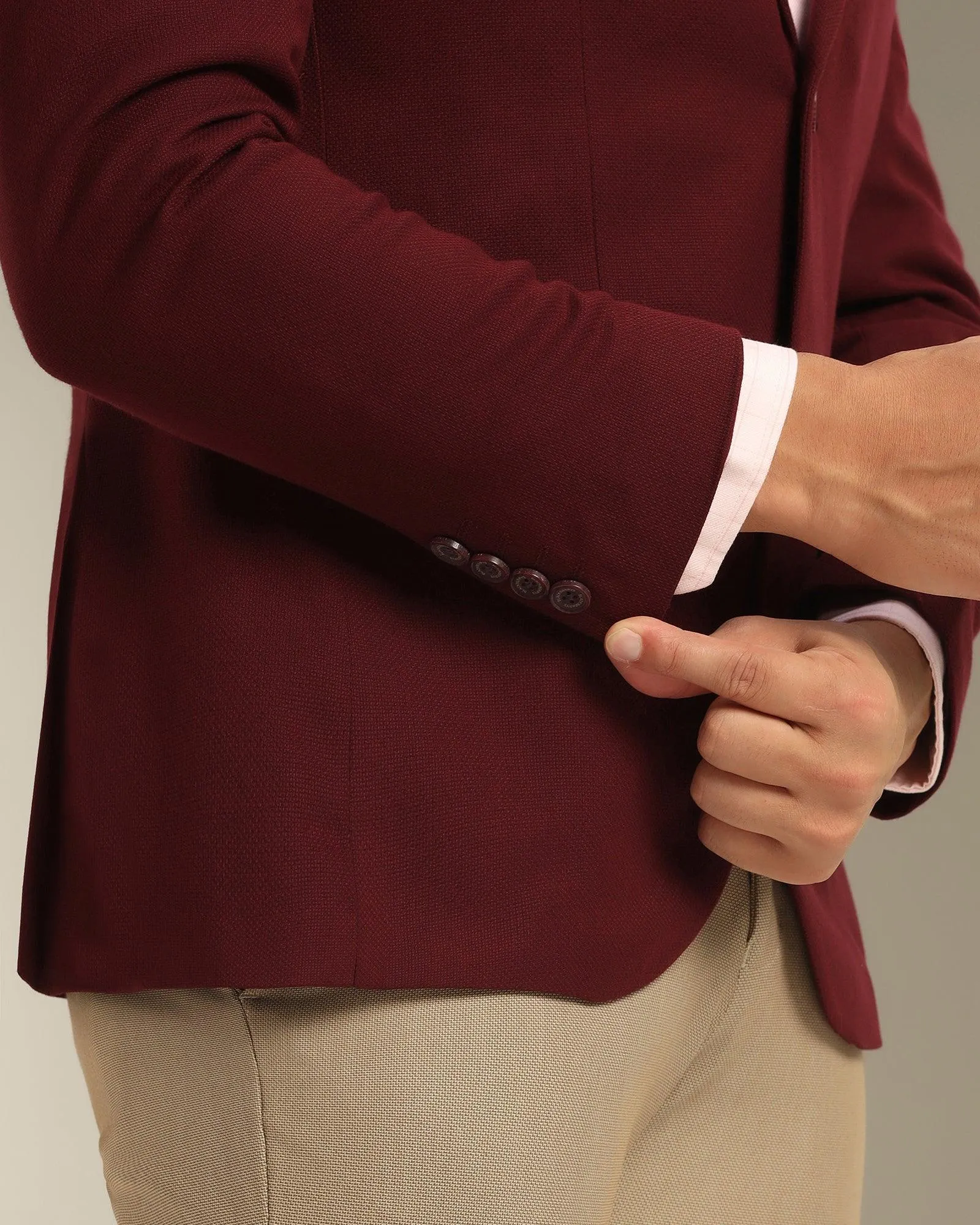 Formal Wine Textured Blazer - Sarwin