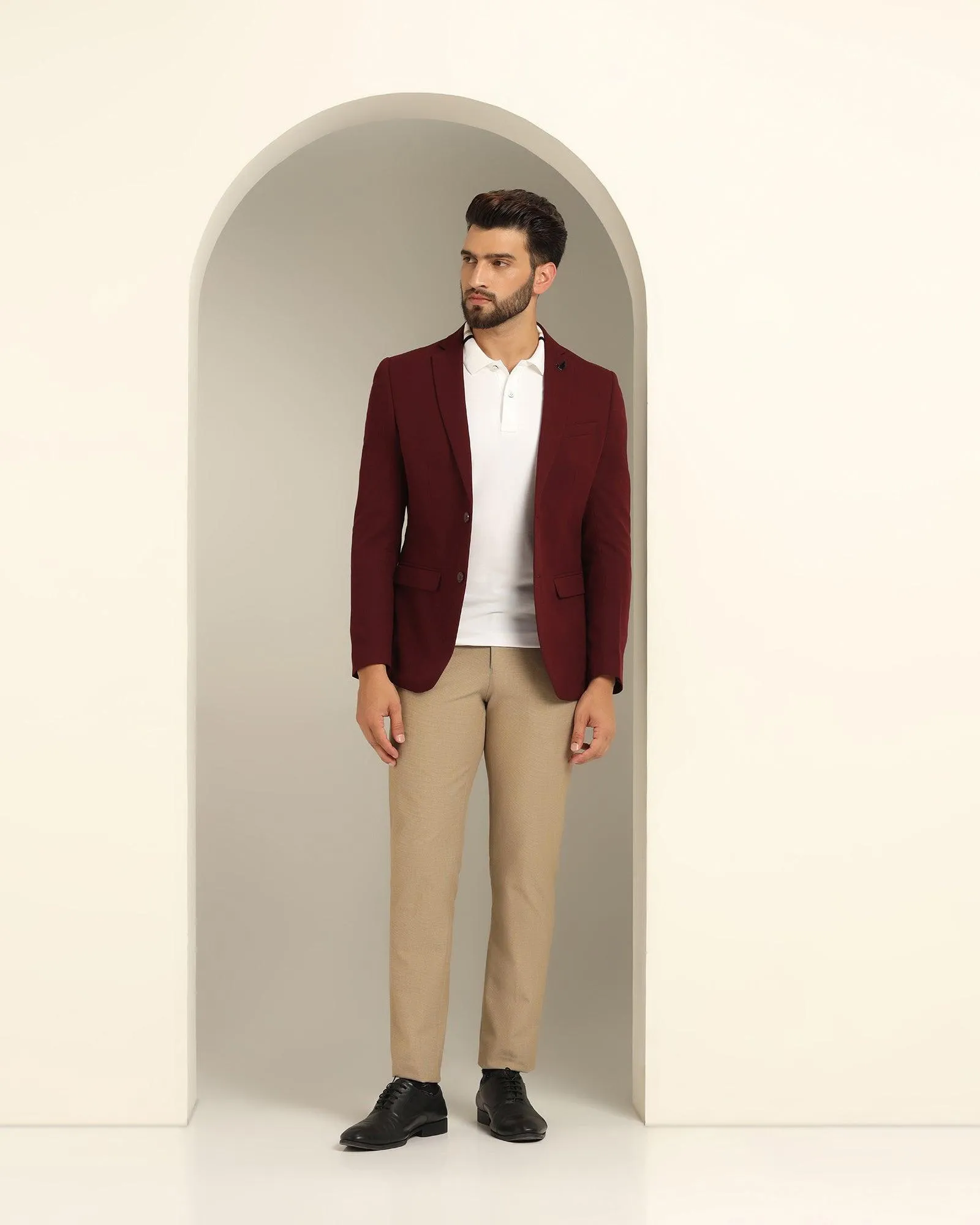 Formal Wine Textured Blazer - Sarwin