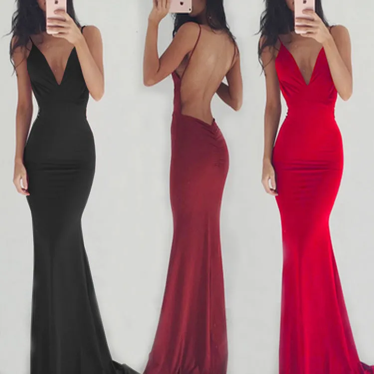 Gina Sleeveless Sexy Back Fitted Gown