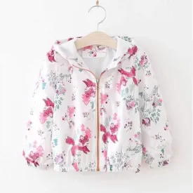 Girls Fox Flower Printed Jacket