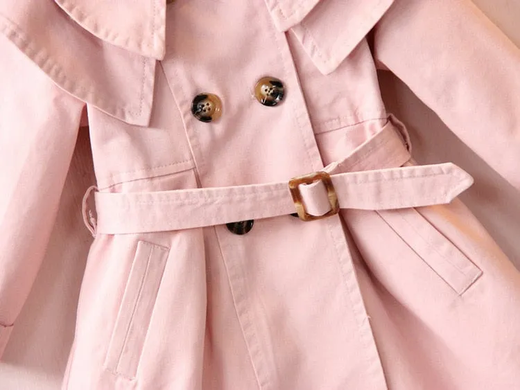 Girls Pink Trench Coat, Size 2-7 Yrs