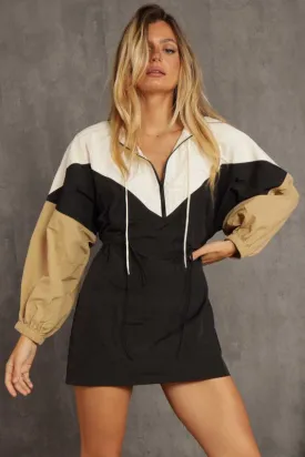 Gone With The Wind Color Block Windbreaker Mini Dress