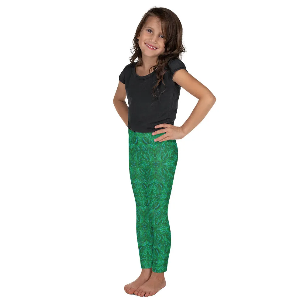 Green Kaleidoscope Kid's Leggings, Toddler, Girls and Boys Matching Family Outfits