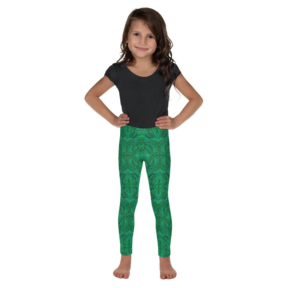 Green Kaleidoscope Kid's Leggings, Toddler, Girls and Boys Matching Family Outfits