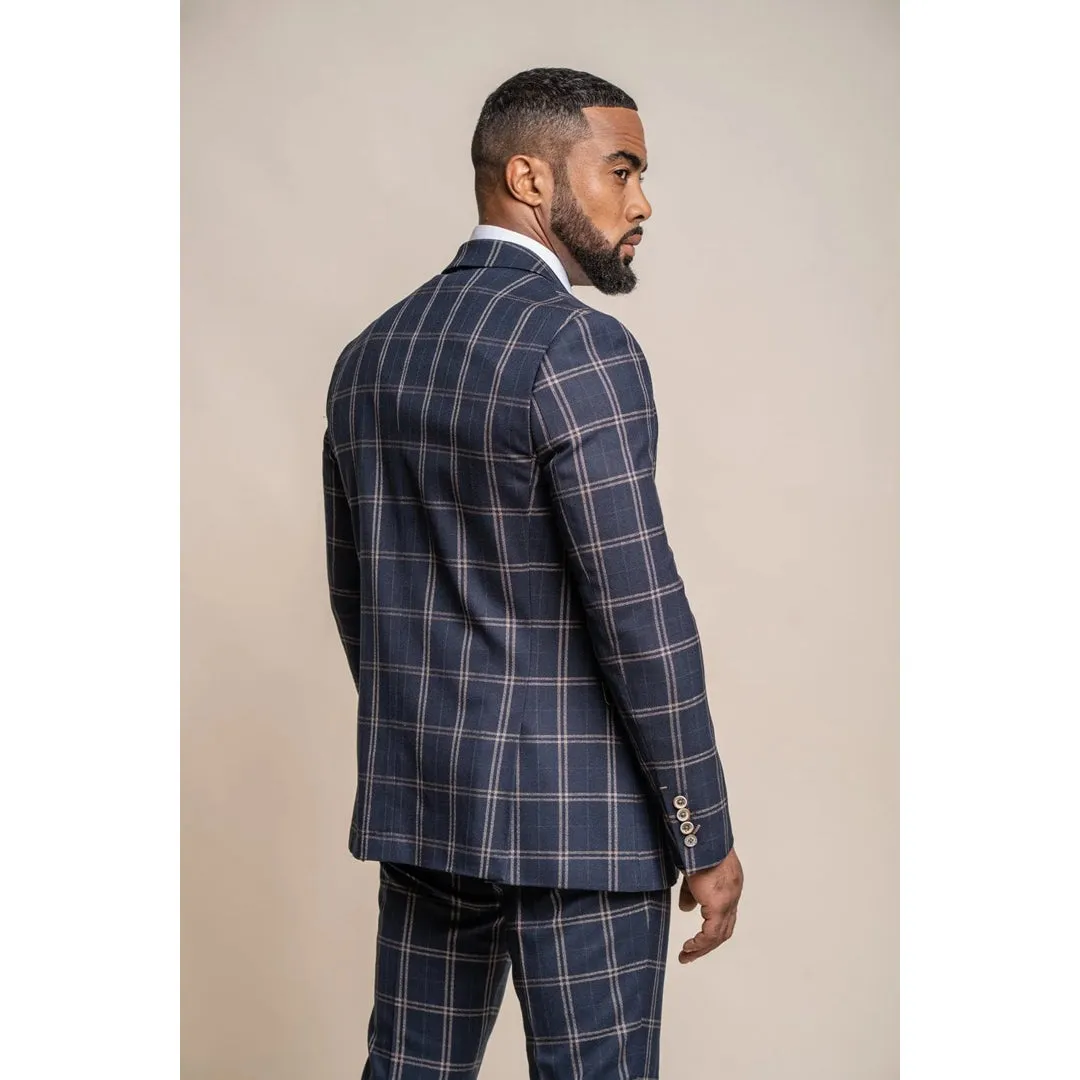 Hardy - Men's Men's Blue Tan Check Blazer