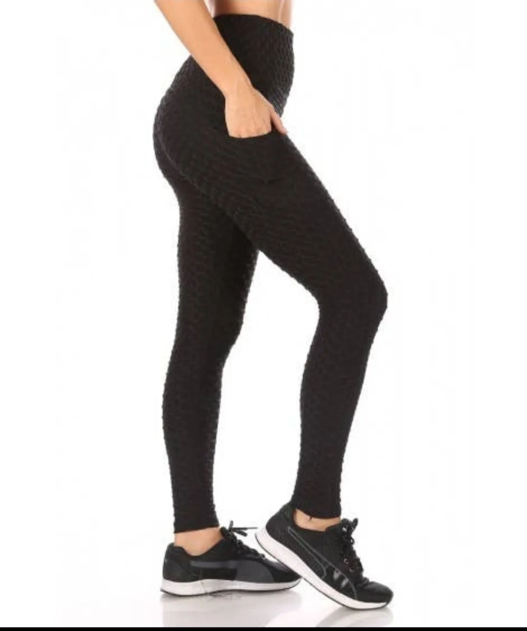 High waist honeycomb textured sport leggings