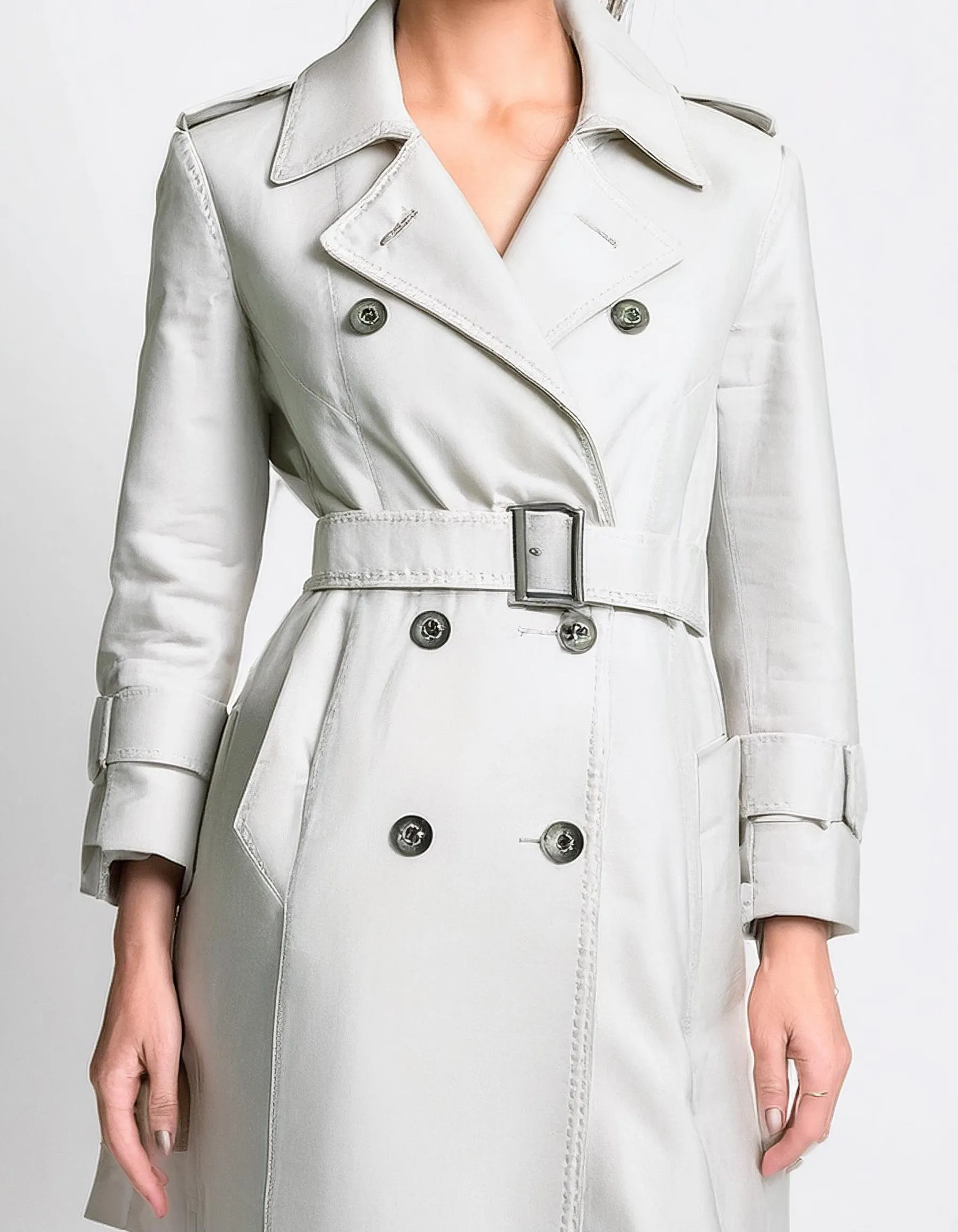 Ivory Textured Trench Coats