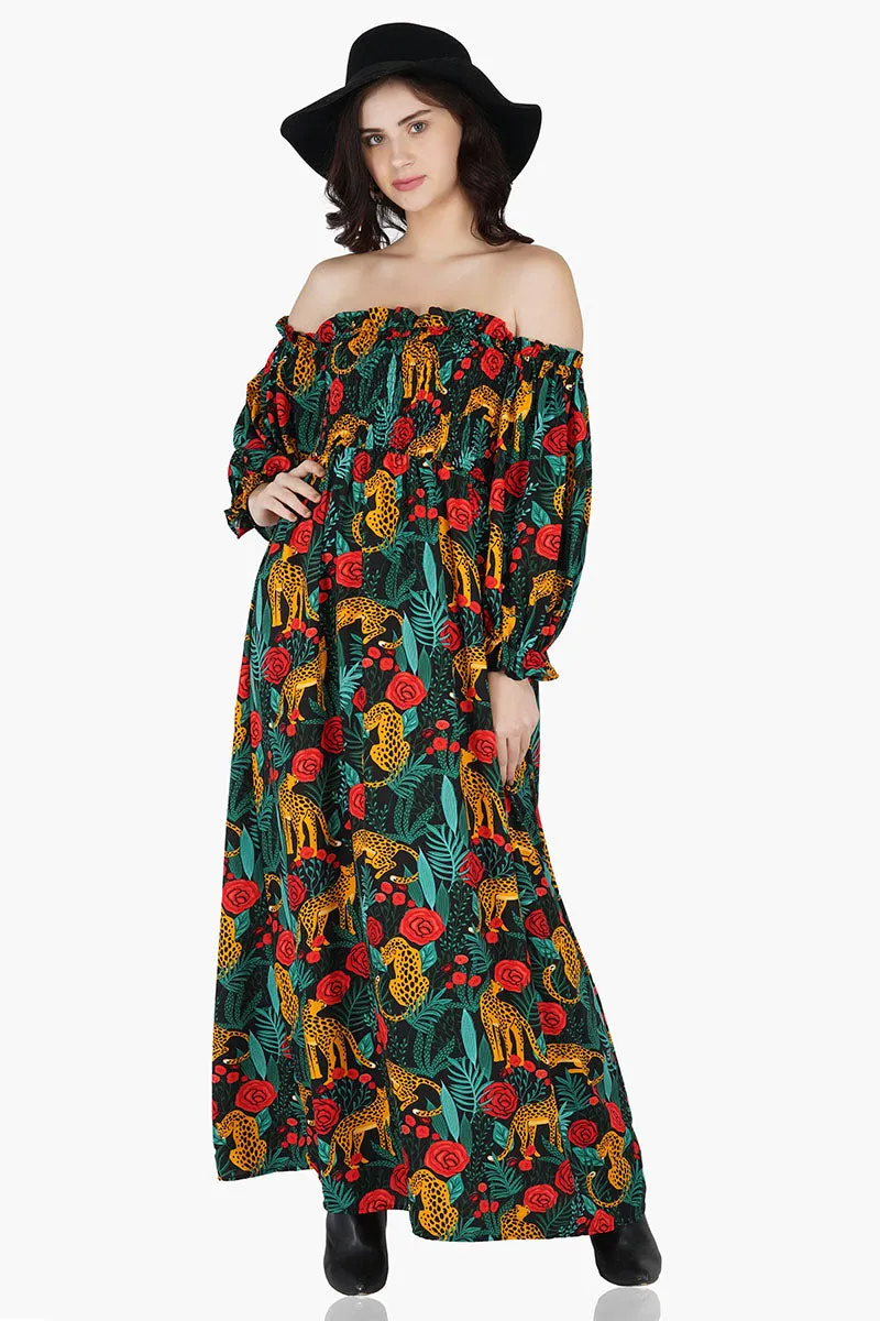 Jaguar Paradise Maxi Shirred Dress