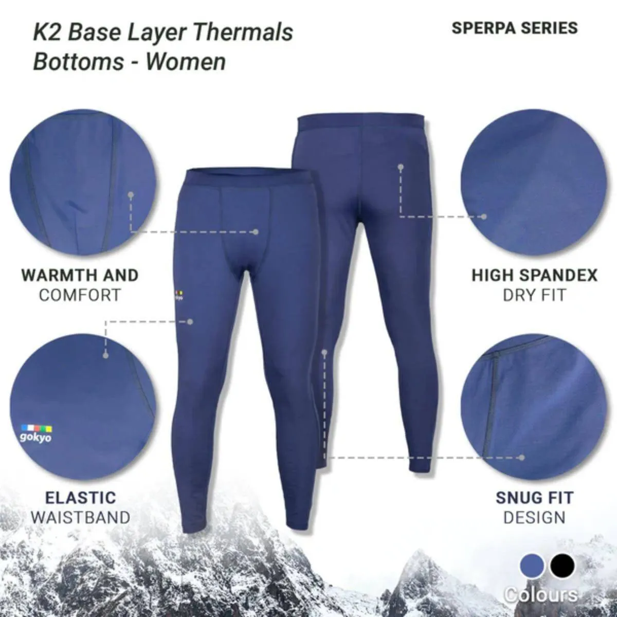 K2 Base Layer Thermal Bottom - Sherpa Series - Blue