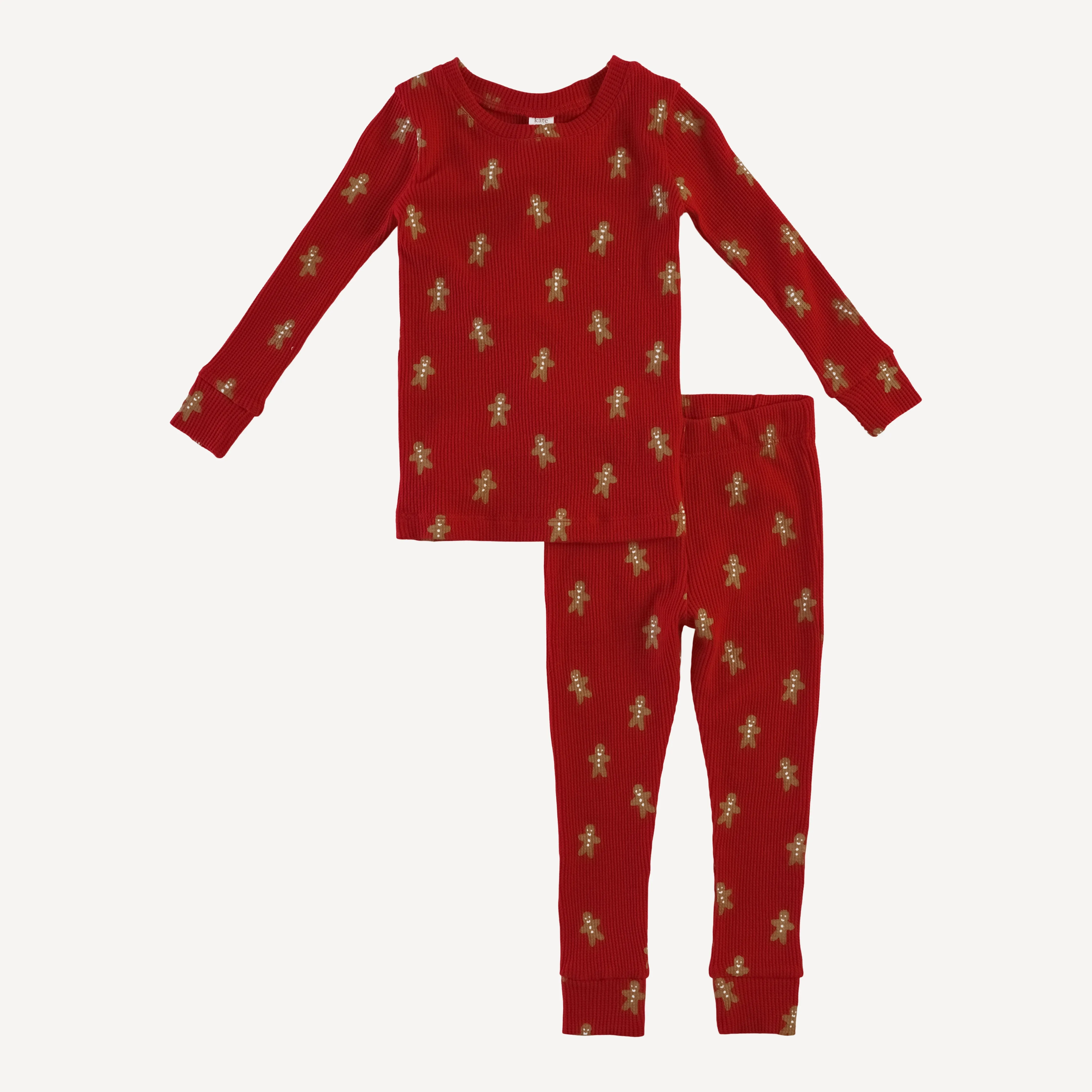 long sleeve crew neck pj set | gingerbread man | organic cotton thermal