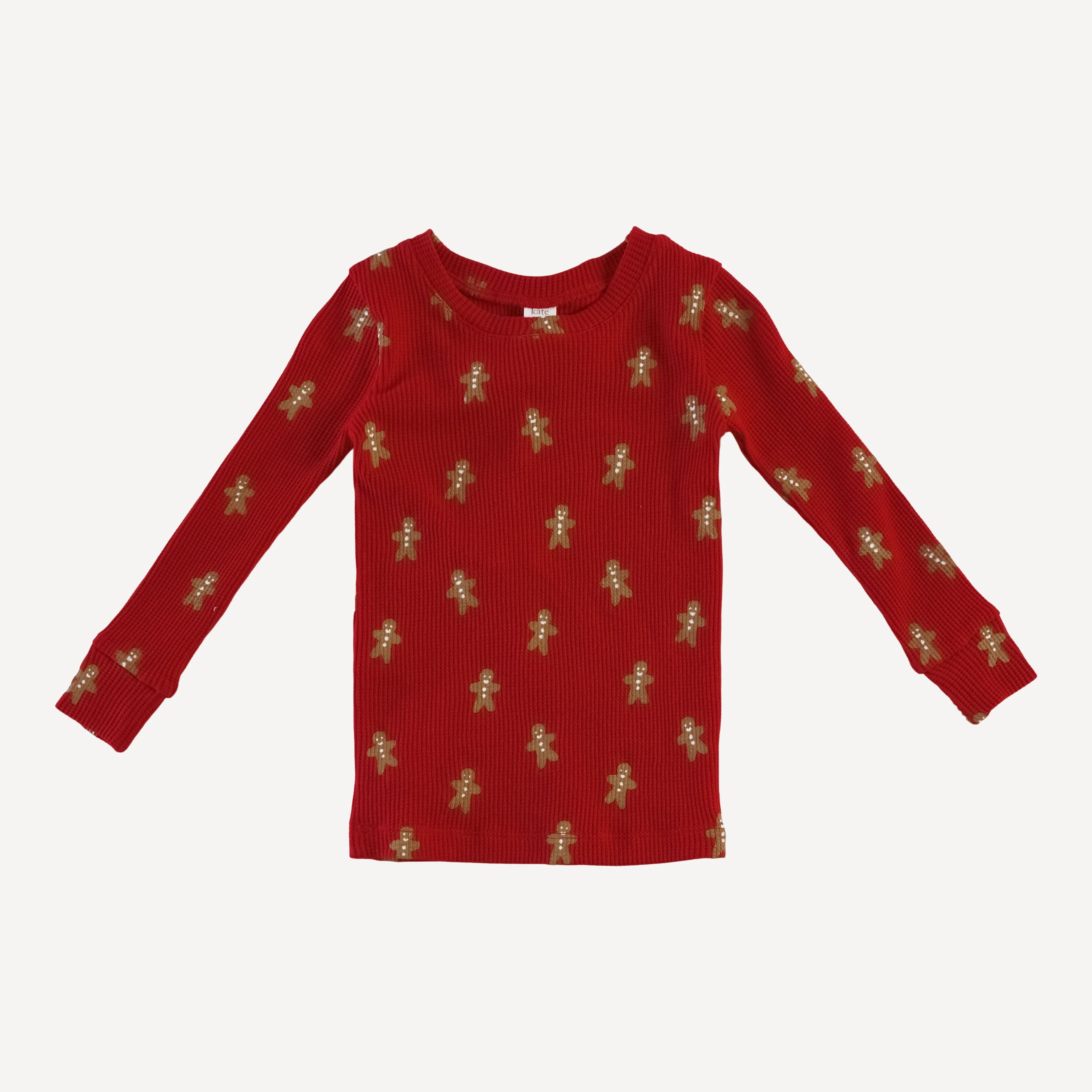 long sleeve crew neck pj set | gingerbread man | organic cotton thermal