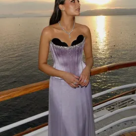 Luxury Lilac Two Pieces Strapless Evening Dress SS264