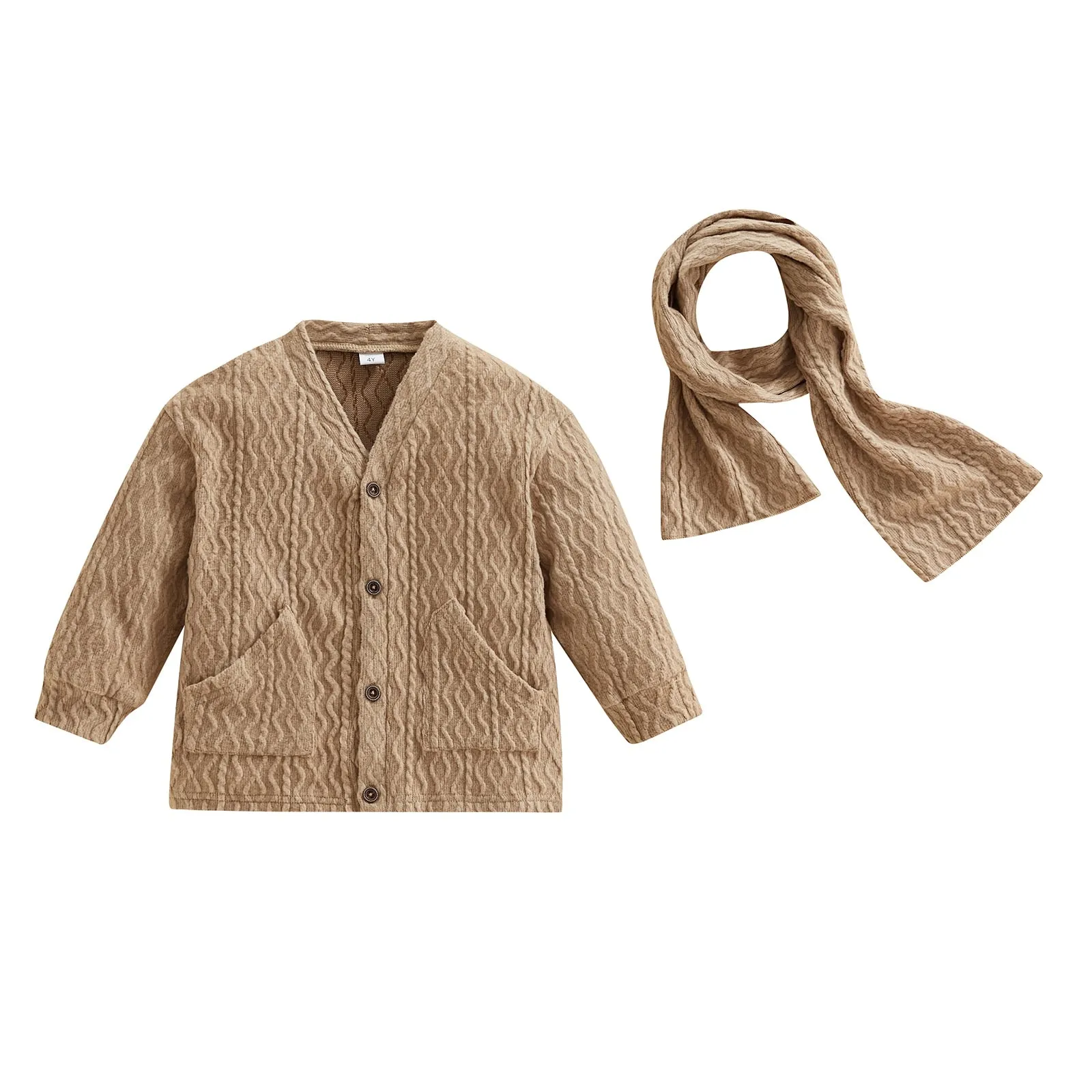 MATHEW Cable Knit Cardigan with Scarf