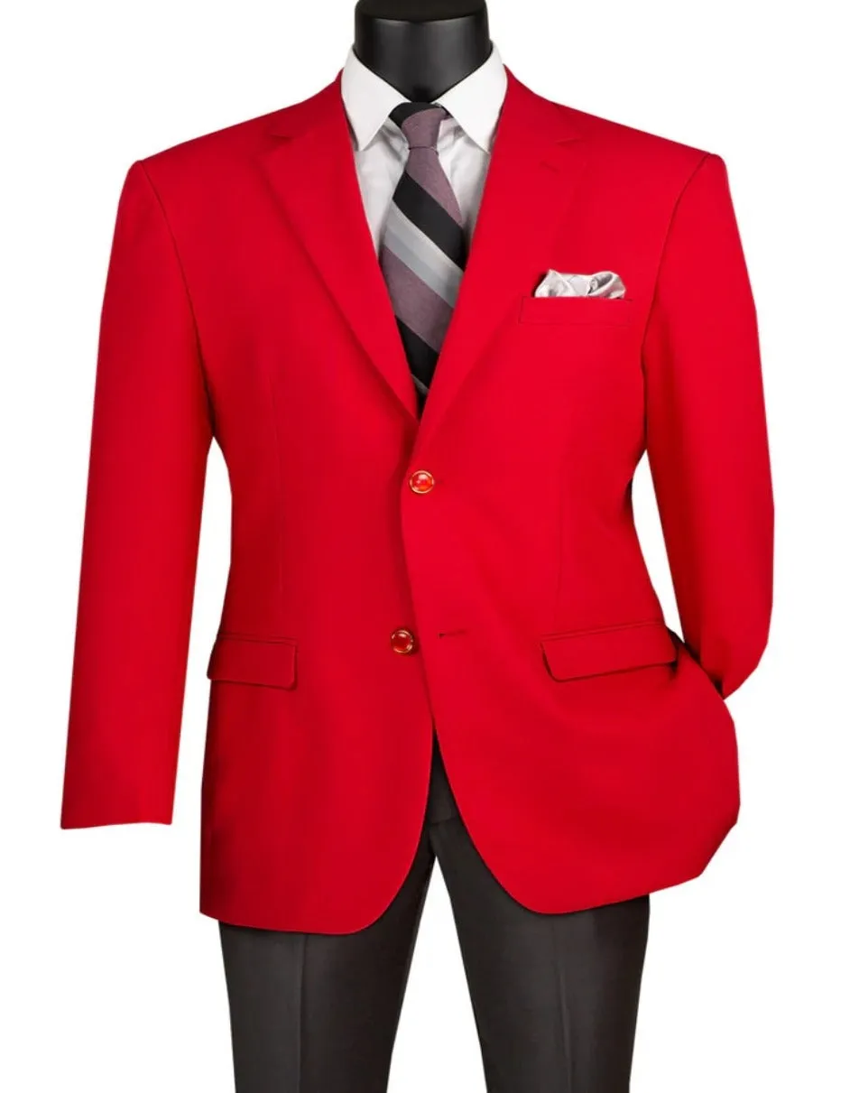 Mens Blazer - Cheap Priced Mens Sport Coat - Mens Classic Fit Poplin Club Sport Coat Blazer In Red