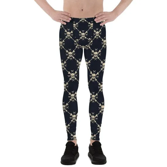 Men's Chain Link Skulls Leggings - High-Performance Workout Wear