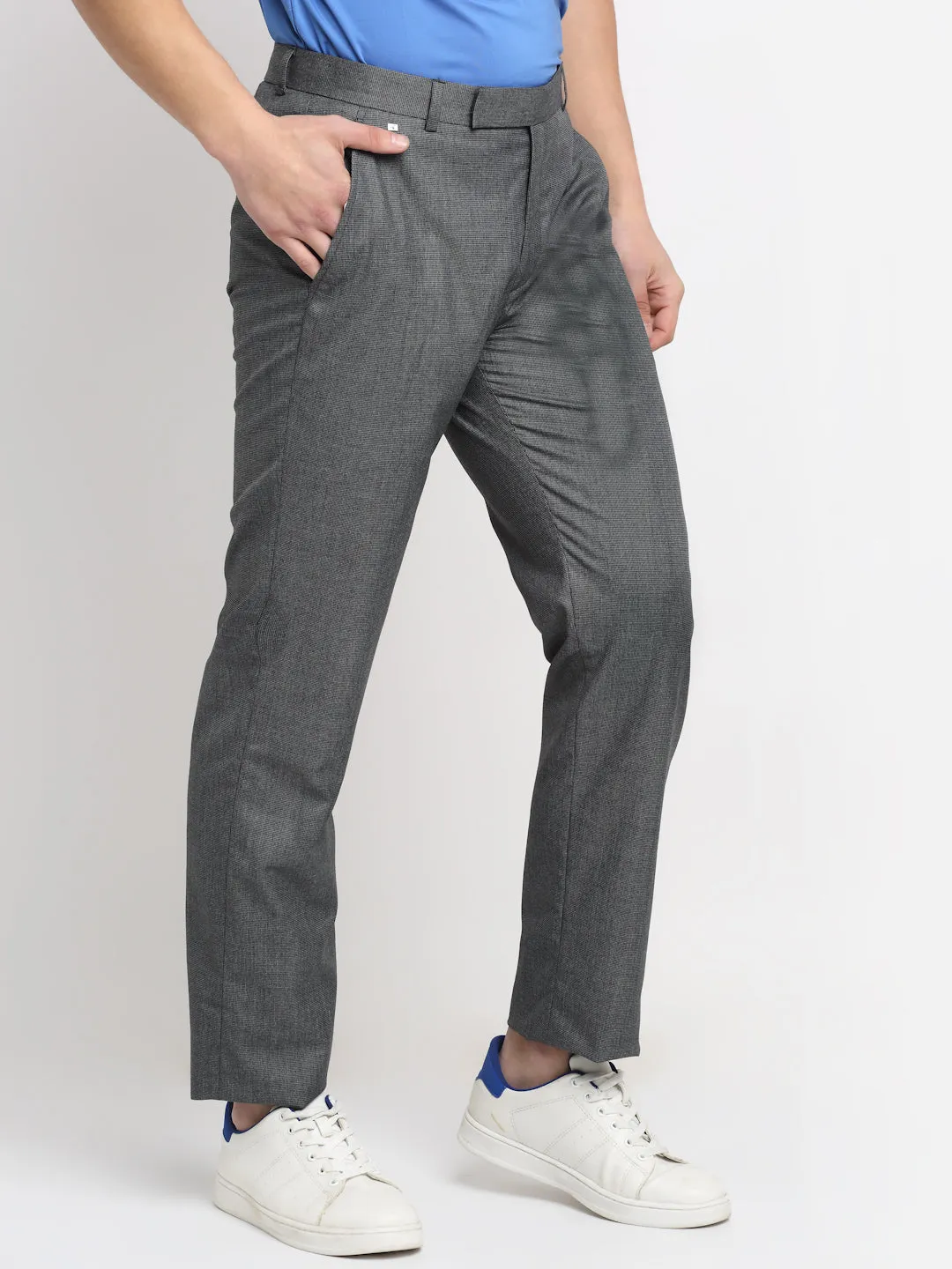 Men's Formal Flat front Grey  Trousers