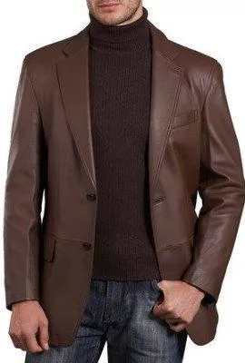 Mens Lambskin Choco Brown Leather Blazer