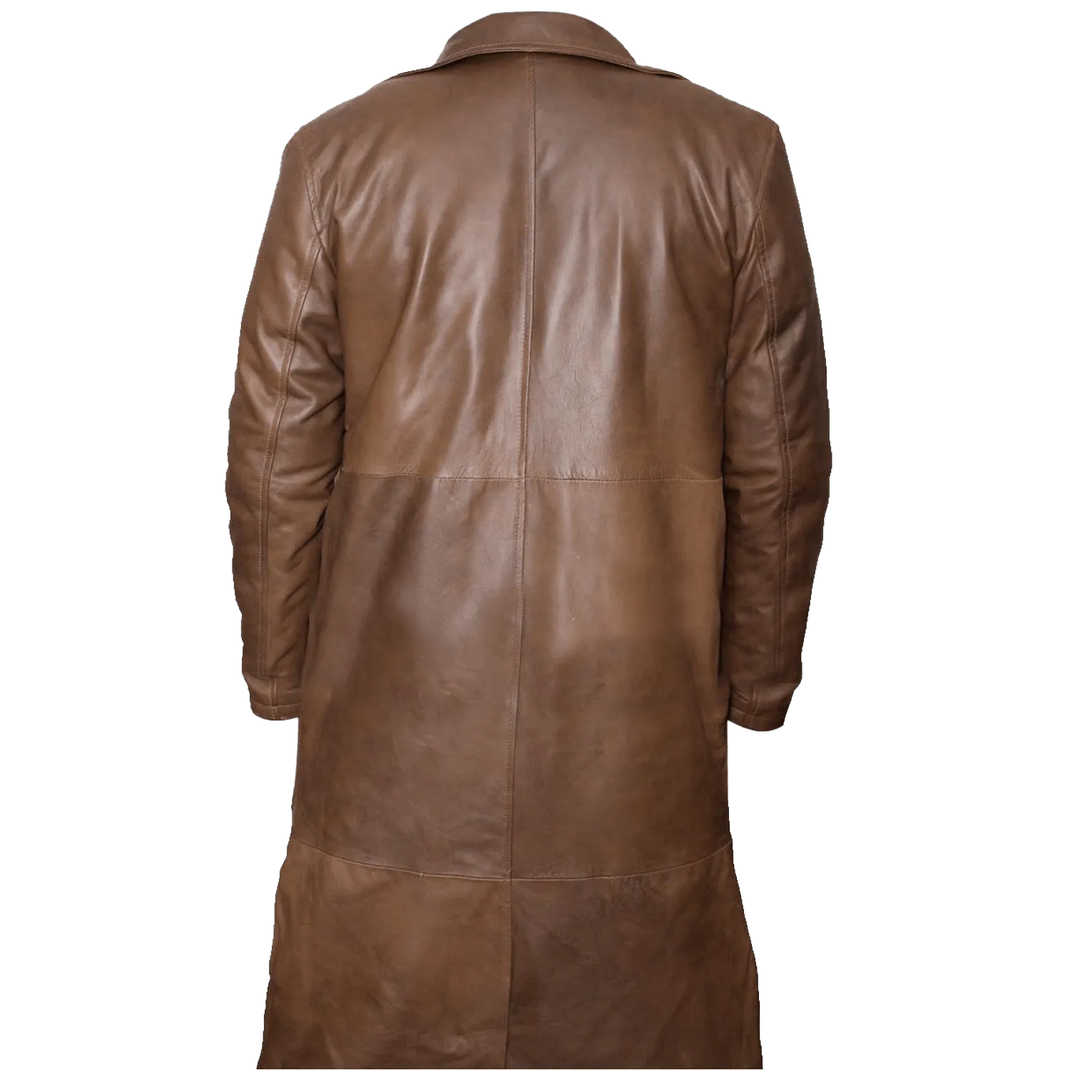 Men’s Waxed Brown Genuine Leather Trench Coat | Mens Waxed Brown Leather Trench Coat