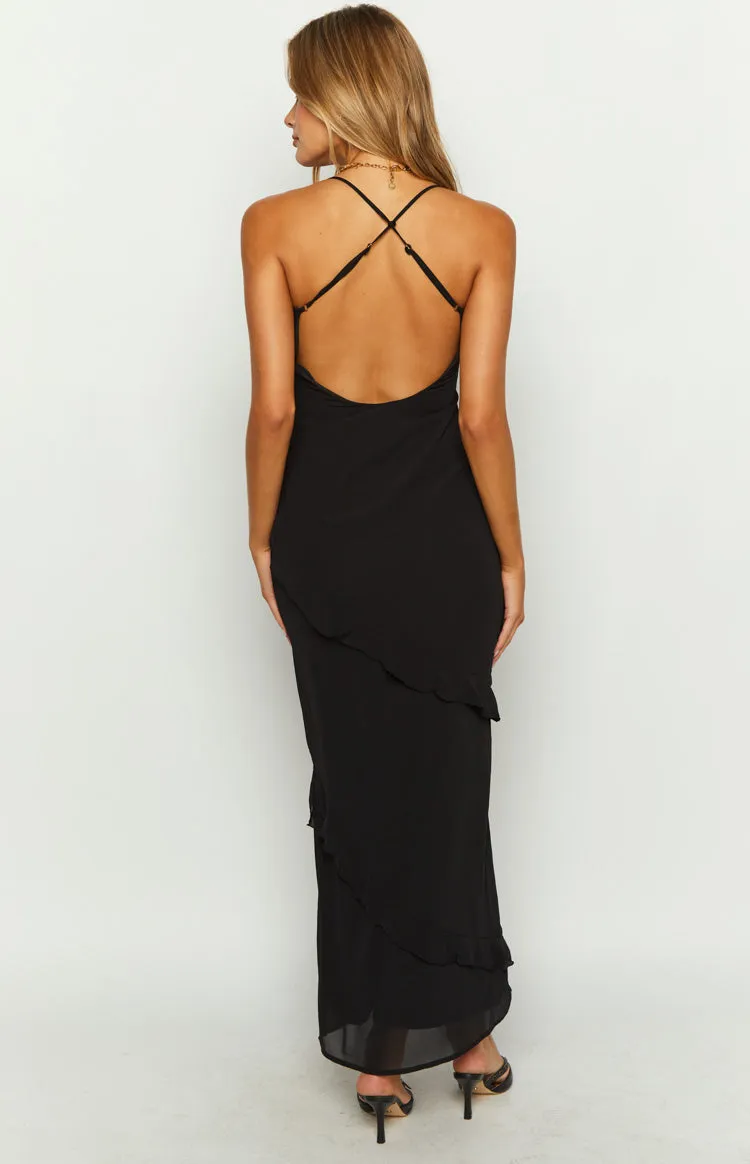 Naomi Black Chiffon Maxi Dress