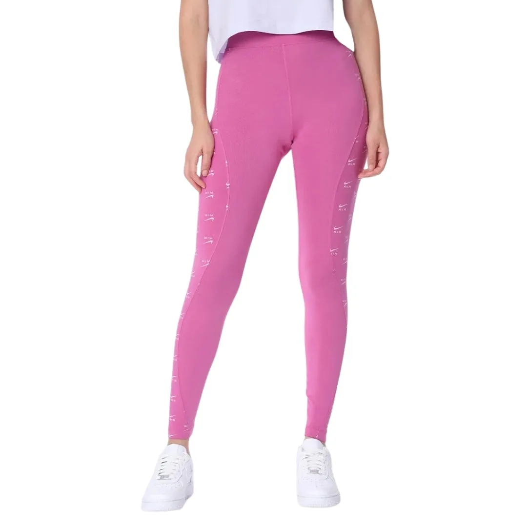 Nike All Over Swoosh Logo Plain Purple Leggings