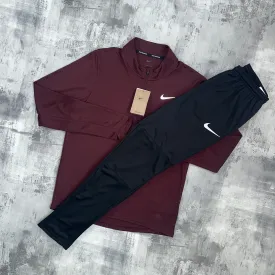 Nike Dri-Fit Pacer set Burgundy - 1/2 zip & trousers