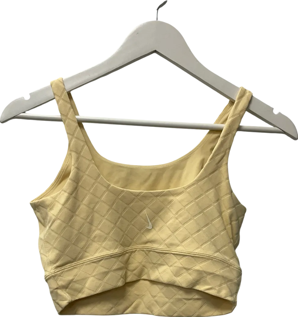 Nike Yellow Yoga Luxe Cropped Jacquard Tank UK S