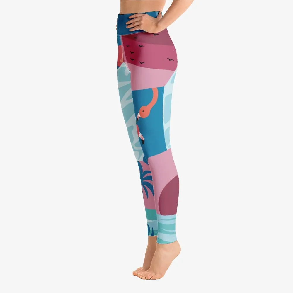 Patterned Leggings "Flamingo" Azure/Pink