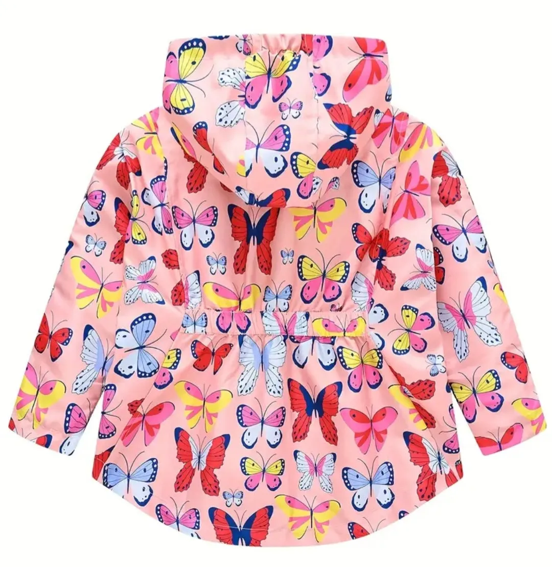 Peachy Pink Hooded Butterfly Windbreaker Coat #1000237