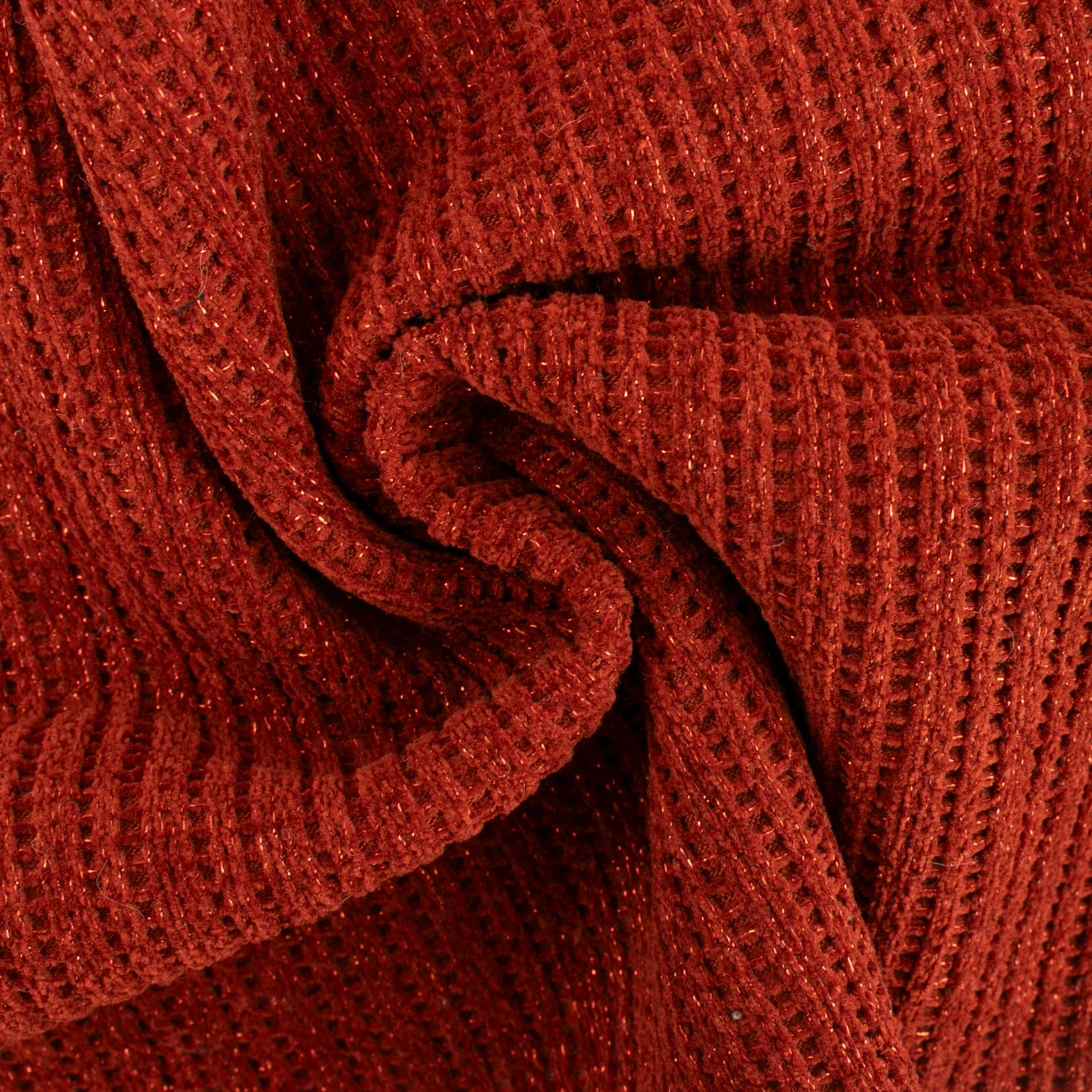 Solid Lurex Rib Knit - SICILY - Rust