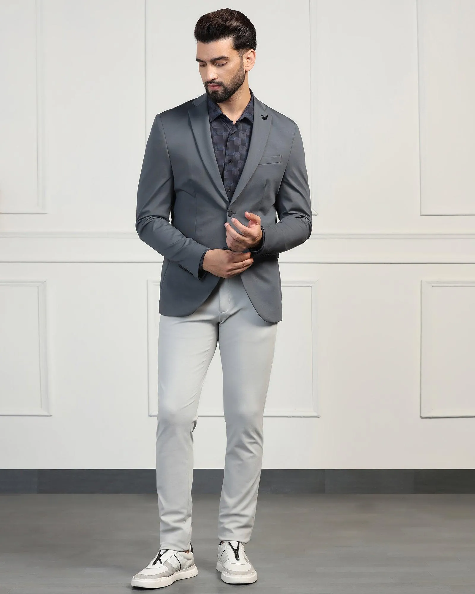 TechPro Formal Grey Solid Blazer - Mustang