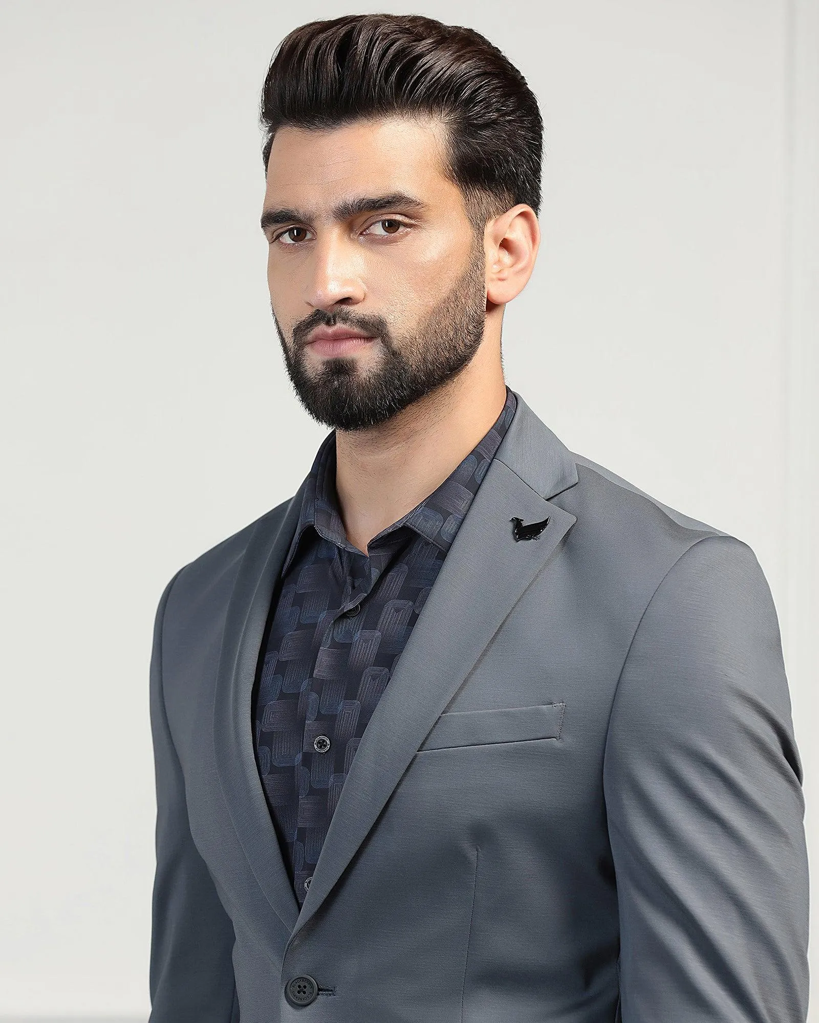 TechPro Formal Grey Solid Blazer - Mustang