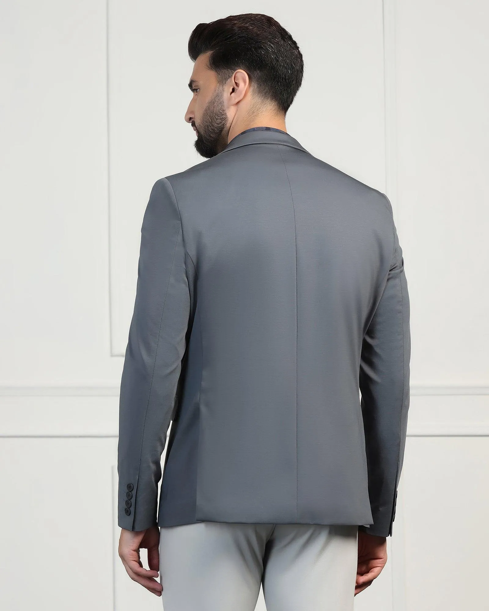 TechPro Formal Grey Solid Blazer - Mustang