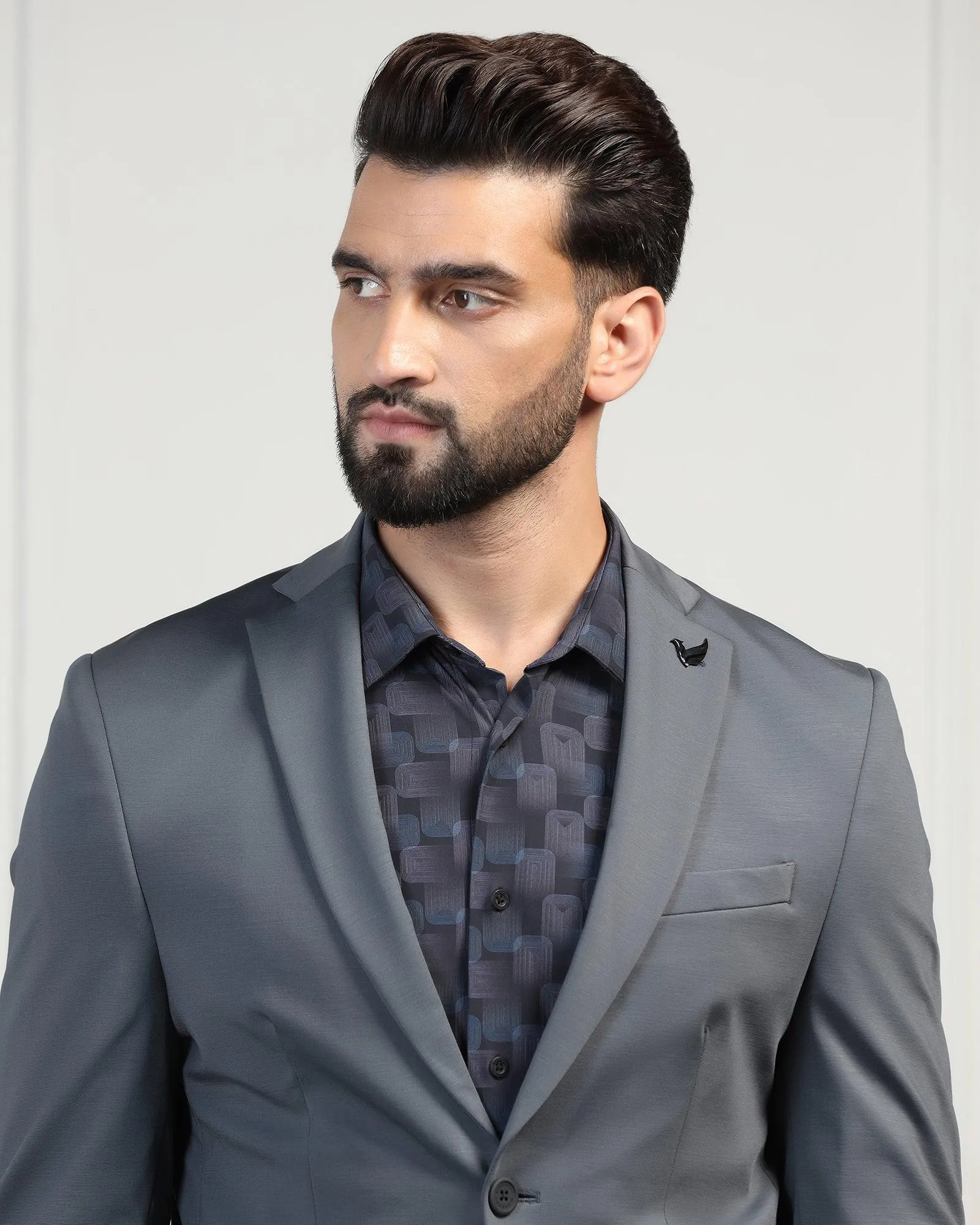 TechPro Formal Grey Solid Blazer - Mustang