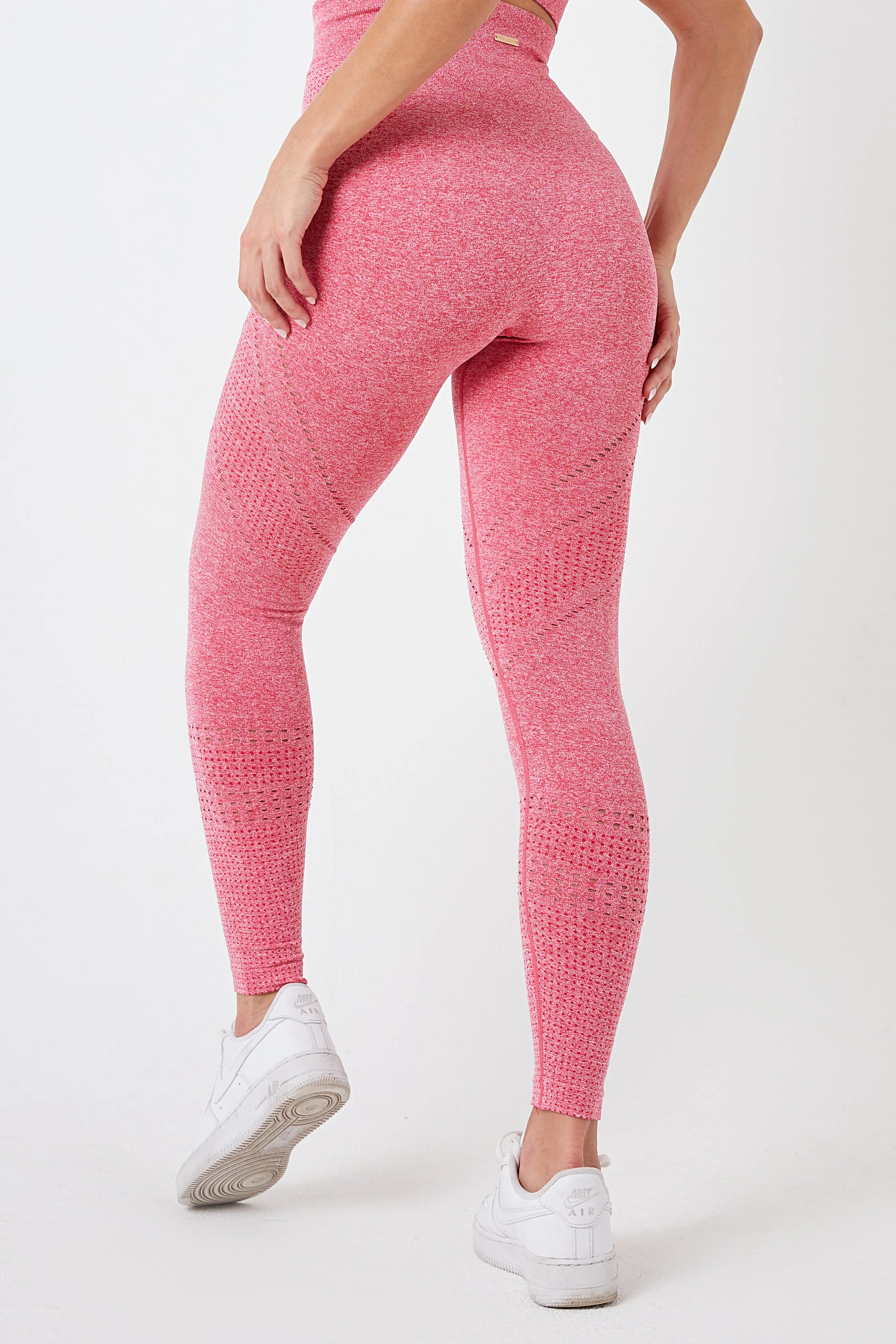 Twill Active Seamless Marl Laser cut Leggings - Pink