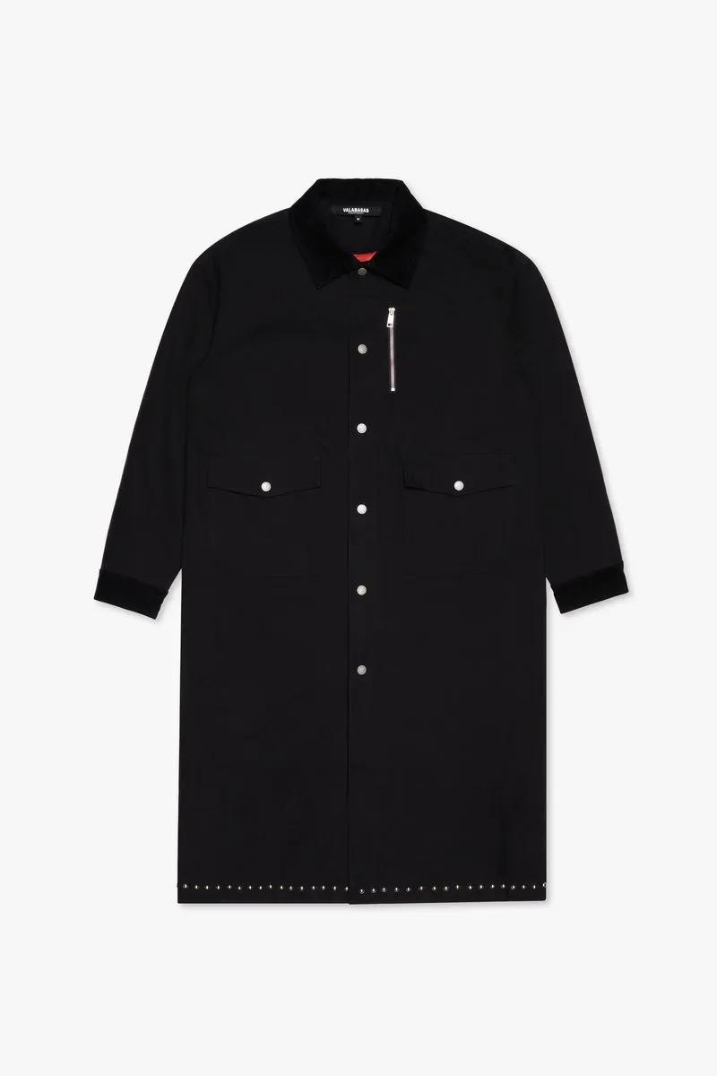 VALABASAS "DUSTER" BLACK TRENCH COAT (VLBS-VTC1-1001) BLACK