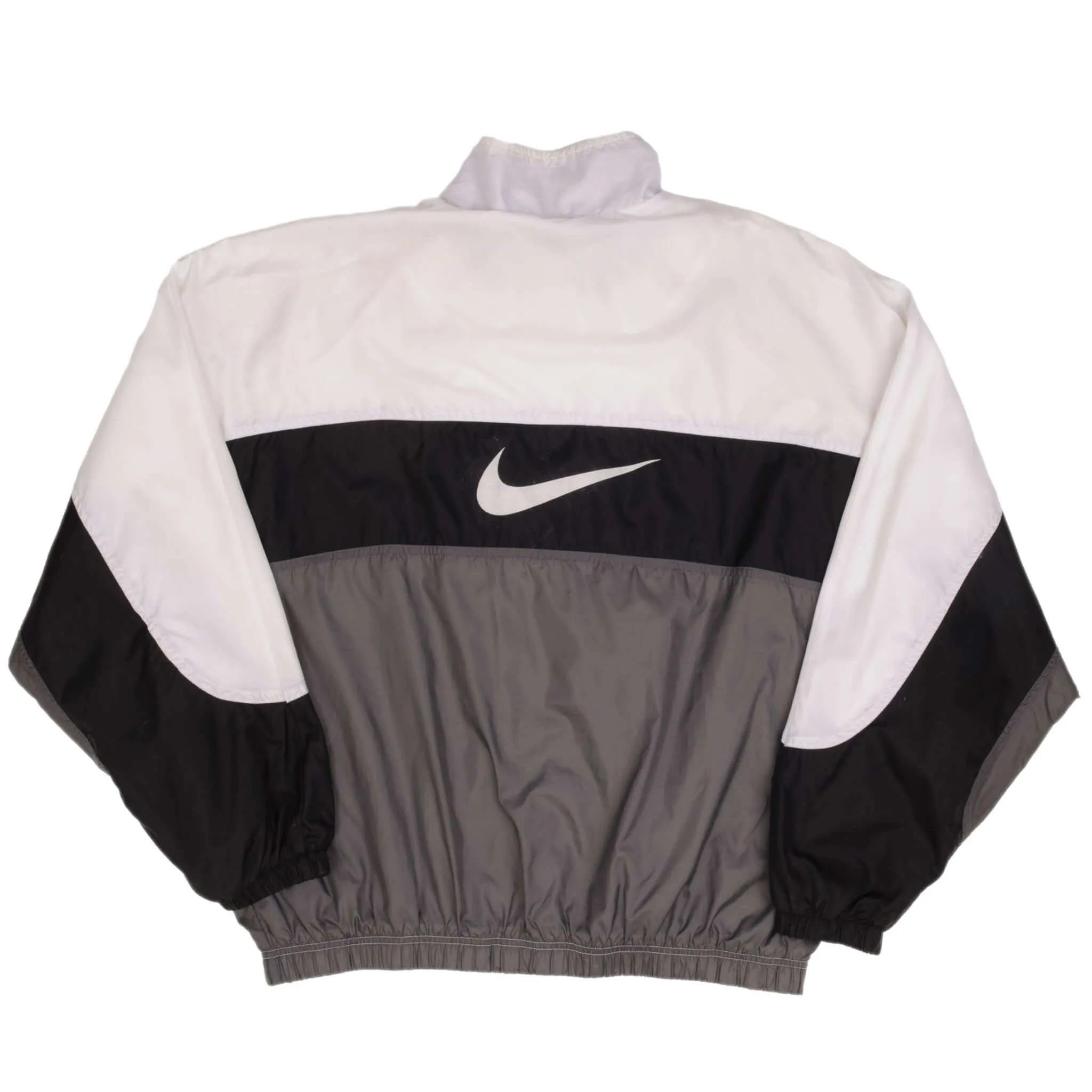 VINTAGE NIKE BIG SWOOSH BLACK WINDBREAKER JACKET 1990S SIZE XL