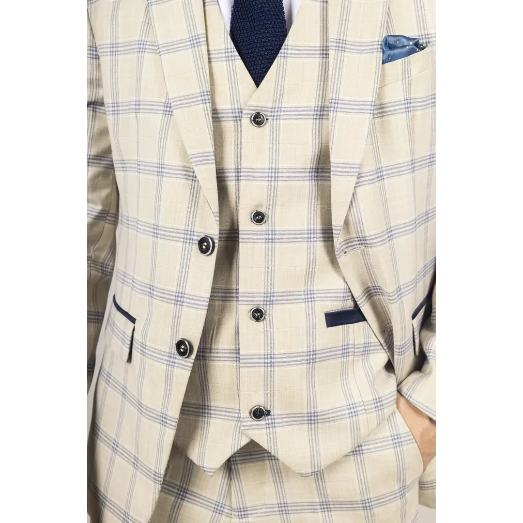 Warwick - Men's Beige Checked Blazer