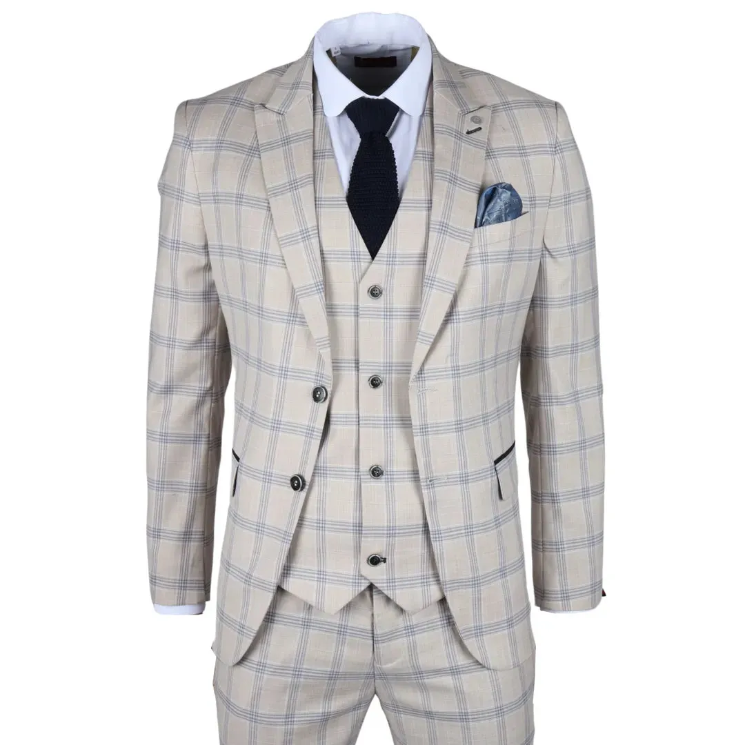 Warwick - Men's Beige Checked Blazer