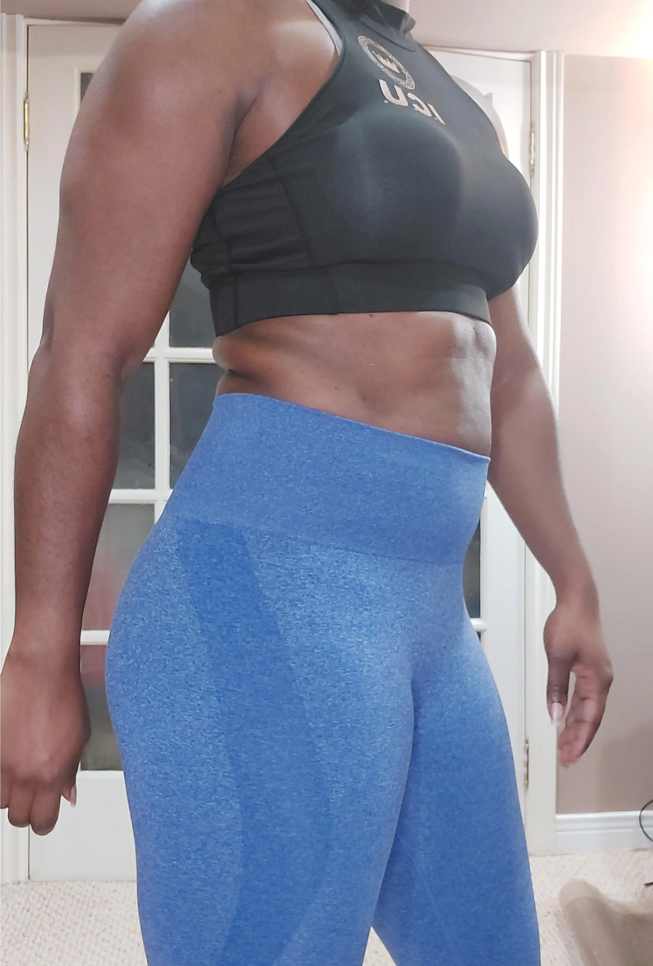 Women’s Sky Blue and Charcoal Firemix Seamless Leggings